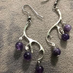 Antler charm & Amethyst earrings